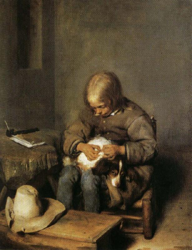 Gerard Ter Borch Boy Catching Fleas on His Dog oil painting image